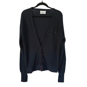 Vintage Christian Dior Navy Cardigan Acrylic Sweater Preppy Academia Large